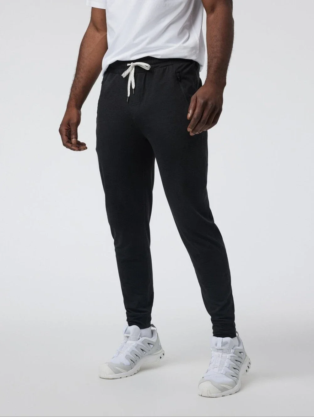 Vuori Black Men's Joggers with White Drawstring